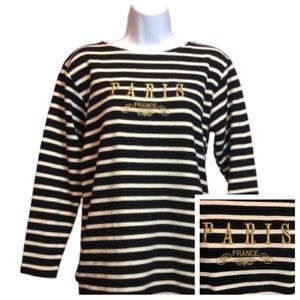 PARIS FRANCE MARINIERE SWEATER BY ALMA MATER • NAVY/WHITE STRIPED